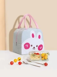 帆布保溫午餐袋粉色花印內襯保溫午餐盒手拎包，女性工作食品早餐盒收納袋手提包冷藏盒，適用於辦公室學校野餐旅行，學校組織者袋，老師收納袋，教室袋和教室組織袋 - 灰色 - 查看 4