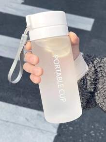 1 pieza Vaso de agua de plástico blanco de gran capacidad y de doble capa simple, 600ml, Botella de agua - Blanco - Ver 1