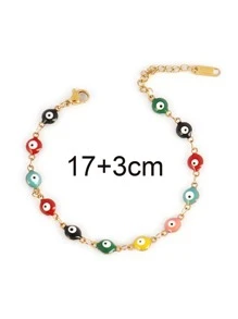 Stainless Steel Enamel Turkish Evil Eye Bracelets For Women Colorful Evil Eye Charms Bracelet Female Jewelry Gift - Multicolor - View 2