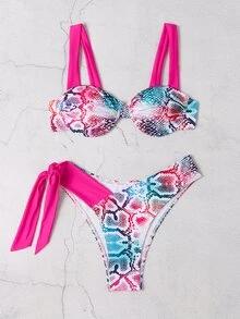 欧美时尚性感钢托印花比基尼套装夏季 - 彩色 - 查看 3