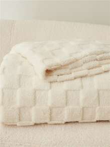 Solid Color Blanket, Waffle Pattern Simple Style Polyester Fiber Rectangle Soft Warm Washable Blanket, Suitable For Bed, Sofa, Car