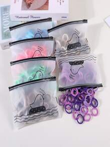 50入組/套春色竹節雞形狀毛巾彈性頭繩,可愛休閒髮帶