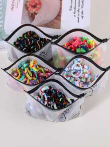 50入組/套春色竹節雞形狀毛巾彈性頭繩,可愛休閒髮帶