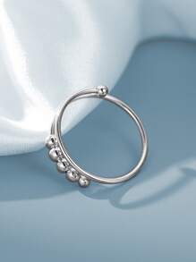 1pc 925 Sterling Silver Rotating Anti-Anxiety Open Ring, Unisex Silver Finger Jewelry, Fashionable Gift For Girls, Party, Wedding - View 7