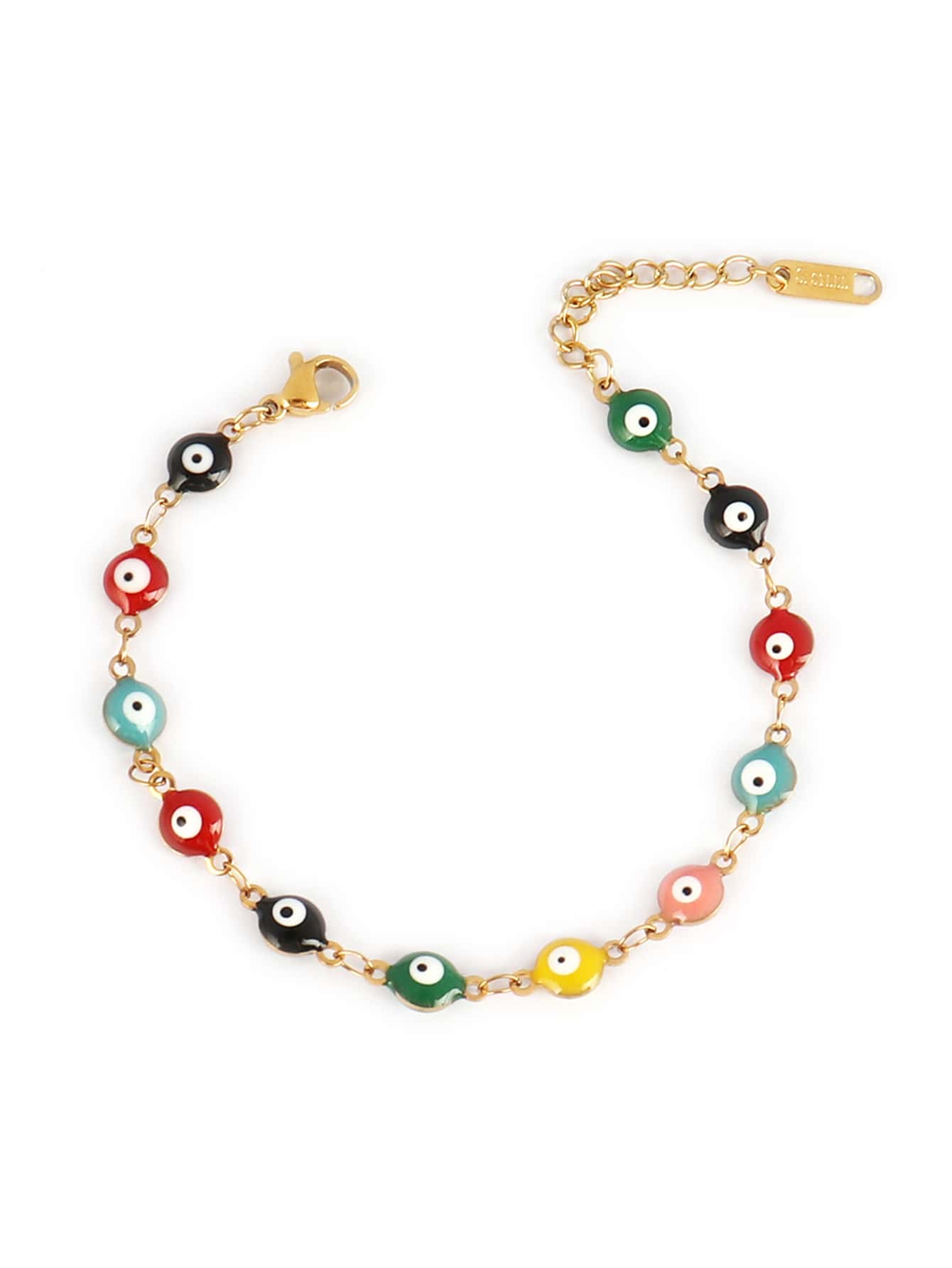 Stainless Steel Enamel Turkish Evil Eye Bracelets For Women Colorful Evil Eye Charms Bracelet Female Jewelry Gift - Multicolor - View 1