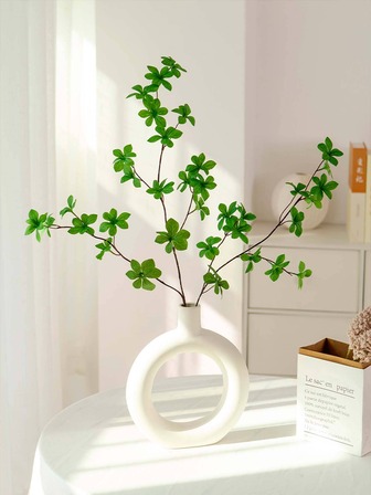 1套裝的花瓶帶花卉,高26cm陶瓷花瓶和長款80cm鈴鐺,簡單現代北歐風格,合適的適用於家庭裝飾用品插花