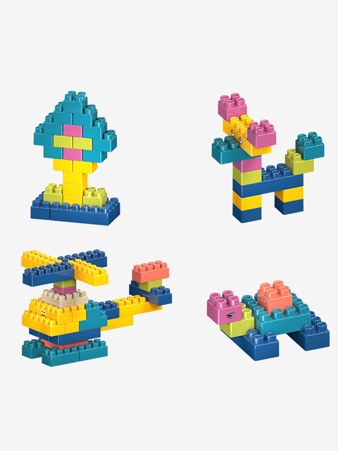 88入組塑膠建築模組玩具套裝在便攜禮物盒,教育性建造玩具適用於兒童 - 彩色 - 查看 1