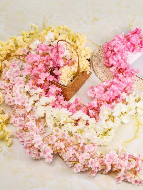 A 180cm Silk Cherry Blossom Vine, Home Decoration Simulation Flower Halloween Decoration Suitable For Bedroom, Living Room, Garden Decoration, All Seasons