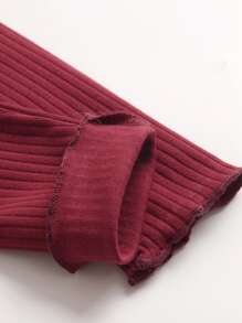 Baby Girl Lovely Bowknot Basic Ribbed Leggings, Suitable For Spring, Autumn And Winter - Red - View 5