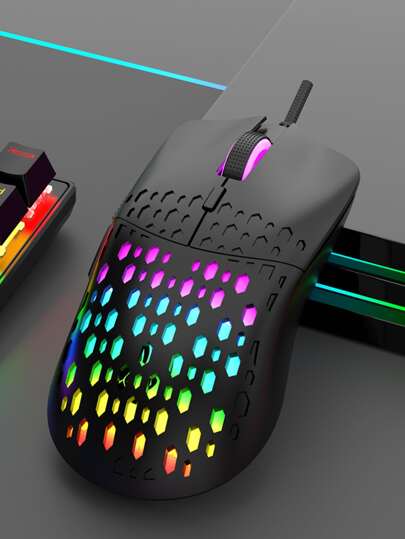 1pc Black Wired Led Mouse For Laptop, Tablet, Office Work, Gaming Competition