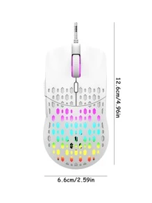 1pc White Wired Gaming Mouse With Led Light For Tablet, Laptop, Office