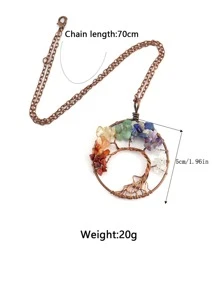 HOTNICE 1 pieza Collar con colgante piedra natural cristal siete árbol de vida árbol