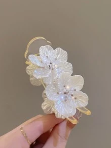 1 件女士花朵装饰时尚发夹适合日常生活优雅情人节 - 香檳色 - 查看 6