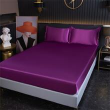1pc Violet Satin Fitted Sheet, Bedspread, Mattress Cover, Bed Protector - Violet Purple - View 3