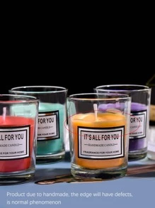 1入組隨機風格透明玻璃杯子香薰蠟燭適用於節日裝飾,派對用品 - 彩色 - 查看 5