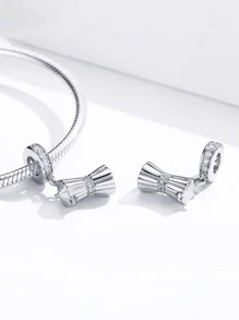 1入組時尚真實925純銀方晶鋯石咖啡餐具吊墜釘珠適合女士適合手鍊手鐲DIY首飾類派對禮物精細女士們珠寶和手錶 - 銀色 - 查看 8