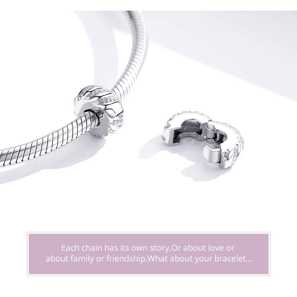 Miseff 1個925純銀吊墜,簡約紋理圓夾吊飾圓夾扣手鐲,diy珠寶製作禮物 - 杏色 - 查看 8