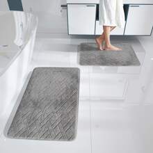 1pc Grey 3d Diamond Shaped Thickened Bath Mat, Fast Drying & Absorbent, Non-Slip Mat For Bathroom, Suitable For Shower Door In Front Of Bathtub Entryway Decor - Grey - View 5