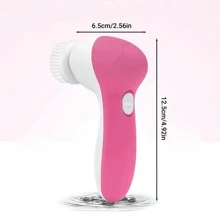 5-In-1 Electric Facial Cleansing Brush: Deep Cleanse, Remove Blackheads, Exfoliate & Massage For Radiant Skin! Face Clean,Facial Brush,Bag,Organizer,Storage - Red - View 6