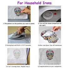 萬聖節系列豹紋風格貼紙圖案熨燙適用於服裝傳播熱量PVC貼布工藝DIY