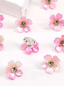 10pcs Girls' Flower Hair Hoops And Clips For Daily Life, Party, Wedding, Flower Girl Or Holiday - Baby Pink - View 3