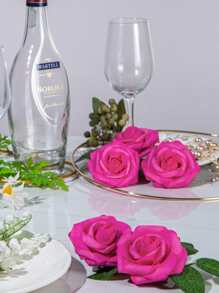 25 件热粉色人造玫瑰花仿花真实触感泡沫人造花适用于 DIY 婚礼花束婴儿淋浴中心装饰插花派对家居装饰、新娘花束拱门装饰、万圣节感恩节圣诞节花园装饰、DIY 花环圣诞树装饰用品，适合女性女孩礼物（无盒） - 玫紅色 - 查看 3