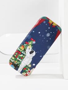 Przene 1pc Unisex Personalized Christmas Tree Pattern Folding Iron Box Square Glasses Case - Multicolor - View 3