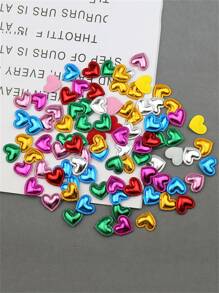 100 unidades Mini corazones brillantes con relieve DIY - Accesorios de joyería, suministros para decorar pasteles - Multicolor - Ver 1