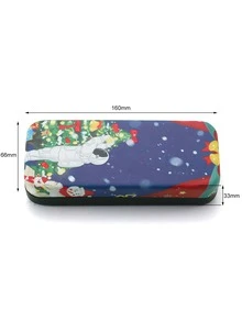 Przene 1pc Unisex Personalized Christmas Tree Pattern Folding Iron Box Square Glasses Case - Multicolor - View 4