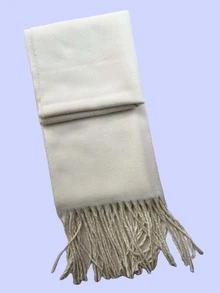 中性情侶流蘇濃烈香調矩形圍巾帶人字形圖案適合春天,秋天,冬天 - 白色 - 查看 3