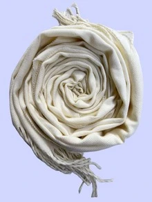 中性情侶流蘇濃烈香調矩形圍巾帶人字形圖案適合春天,秋天,冬天 - 白色 - 查看 4