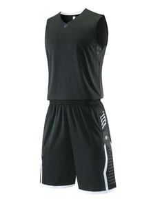 男士黑色籃球球衣套裝 - 黑色 - 查看 2