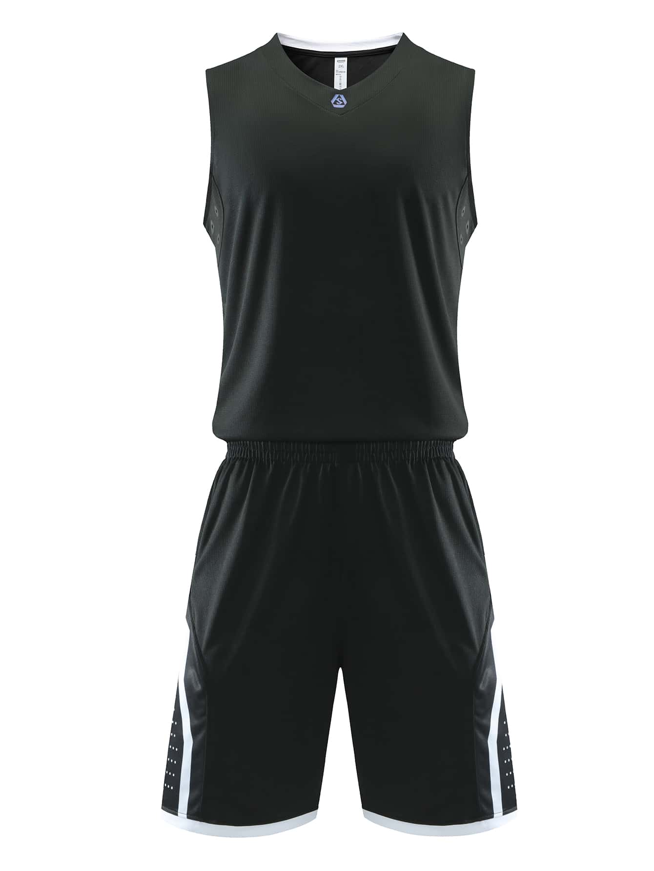 男士黑色籃球球衣套裝 - 黑色 - 查看 1