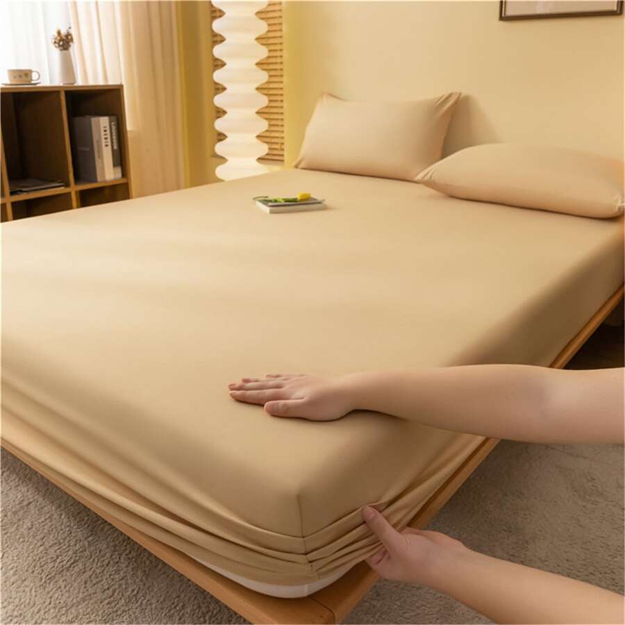 Washable Fitted Sheet, Mattress Protector Cover, Bedspread, Dustproof Cover, All Inclusive, With Anti-slip Design - Khaki - View 1