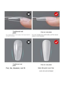 240pcs Acrylic Coffin Fake Nail Tips Long False Half Cover French Nail Tips 12 Sizes Matte False Nails Tips For Nail Extension DIY Salon Nail Art Press On Nails Nail Supplies