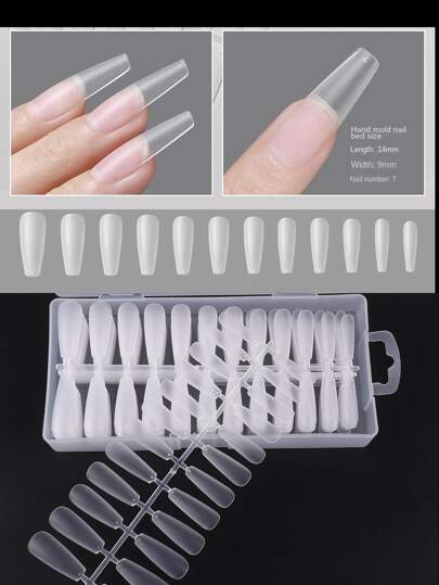 240pcs Acrylic Coffin Fake Nail Tips Long False Half Cover French Nail Tips 12 Sizes Matte False Nails Tips For Nail Extension DIY Salon Nail Art Press On Nails Nail Supplies