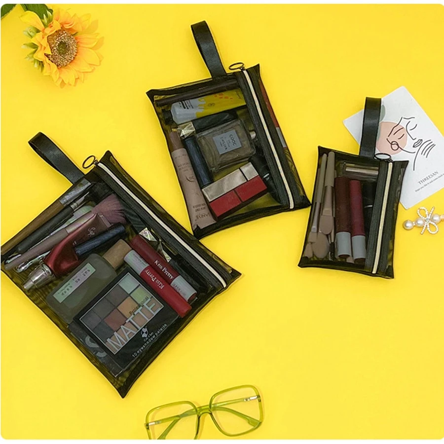 Mesh Flat Pulling Mediumsized Cosmetic Bag SHEIN USA