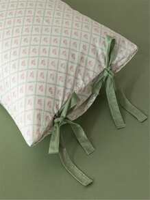 印花四件套 乾淨清新 碎花系列 柔軟布料 四季可用 易打理 蝴蝶結 被套和床單和2入組枕頭套