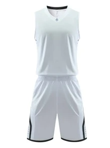 Conjunto De Uniforme De Baloncesto Blanco Para Hombre - Blanco - Ver 1