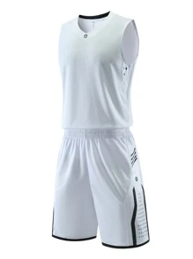 Conjunto De Uniforme De Baloncesto Blanco Para Hombre - Blanco - Ver 2