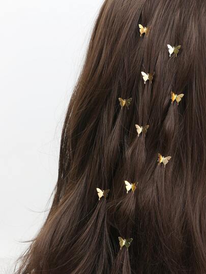 6pcs Gold Three-dimensional Butterfly Hair Buckles Braid Hair Design Headgear Accessories Braids Adjustable Headgear Hair Accessories For Women And Girls
