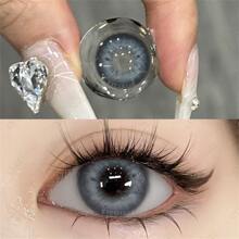 1 par suave de colores contacto con naturalmente negro puntos , grande diámetro con desechable vida ciclo , adecuado para tener una cita o uso diario Lentes de contacto - Azul - Ver 5