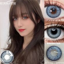 1 par suave de colores contacto con naturalmente negro puntos , grande diámetro con desechable vida ciclo , adecuado para tener una cita o uso diario Lentes de contacto - Azul - Ver 4