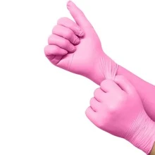 20/50/100 件，一次性粉色丁腈手套，不含乳胶防水防静电多功能工作手套，厨房烹饪工具粉色一次性手套，丁腈合成劳动保护手套，厨房，浴室，家庭，家居用品 - 粉色 - 查看 11