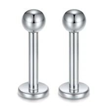 2入組鈦質口唇/耳垂/耳環內螺紋穿刺戒指,女性穿刺飾品珠寶