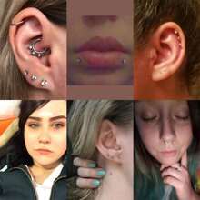 2入組鈦質口唇/耳垂/耳環內螺紋穿刺戒指,女性穿刺飾品珠寶