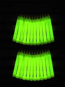 24入組6英寸(15.2cm)綠色熒光棒緊急情況燈派對用品,明亮螢光綠燈棒在黑暗的,防水配件,偉大適用於生存,野營,遠足,派對