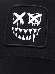 1pc Men's Embroidered Ghost Face Baseball Cap, Fashionable Trucker Hat For Outdoors, Adjustable Sun Protection Casual Cap, Suitable For Spring And Autumn Travel, Tourism, Beach Vacations Street Halloween Skull Skeleton