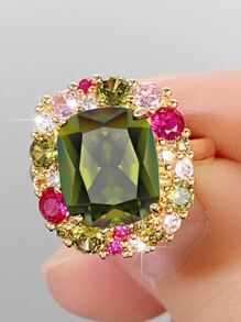 1 Miếng Retro Tự nhiên Phong cách Hình vuông Đá xanh Trang trí Thanh lịch Của phụ nữ Nhẫn , Mặc hàng ngày , Vàng , Linh hoạt Phụ kiện trang sức - Vàng - Xem 3