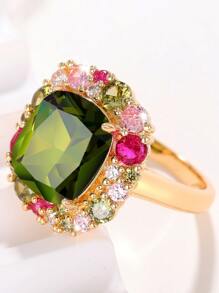 1 Miếng Retro Tự nhiên Phong cách Hình vuông Đá xanh Trang trí Thanh lịch Của phụ nữ Nhẫn , Mặc hàng ngày , Vàng , Linh hoạt Phụ kiện trang sức - Vàng - Xem 5